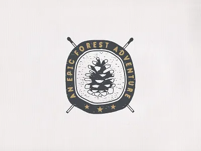 Forest Adventure Emblem Design adventure badge camping emblem forest insignia logo monochrome pine retro label sticker typography
