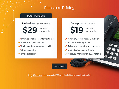 UI Pricing Comparison chart clean compare comparison corporate gradient modern orange price pricing table ui