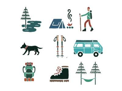 Hiking Icons color design drawing graphic design icons illustration illustrator simple