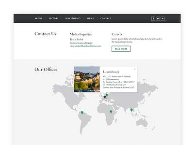 Bamboo Finance: Contact clean contact us layout map minimal web design website