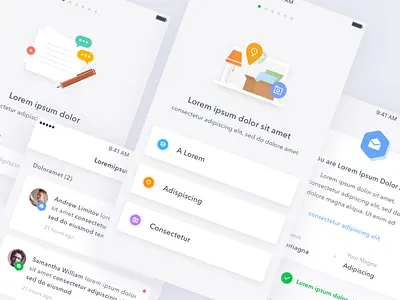 iOS App android app card feed ios iphone list notification post