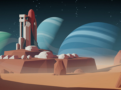 Planets lowpoly mezaka planets polyart rocket space