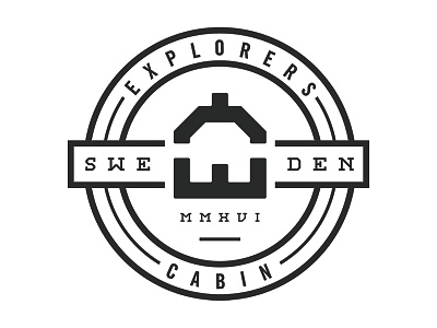 Explorers Cabin black and white cabin explore illustration lettering logo logotype minimal minimalism type