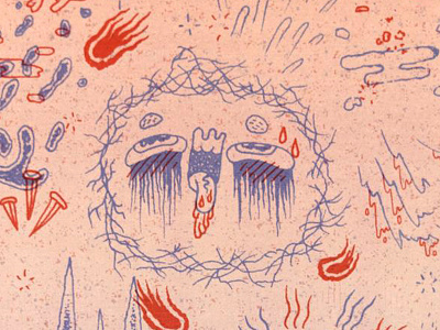 💦🔥 Scratched 🔥💦 blue print printmaking red riso risograph risographie risography scratched