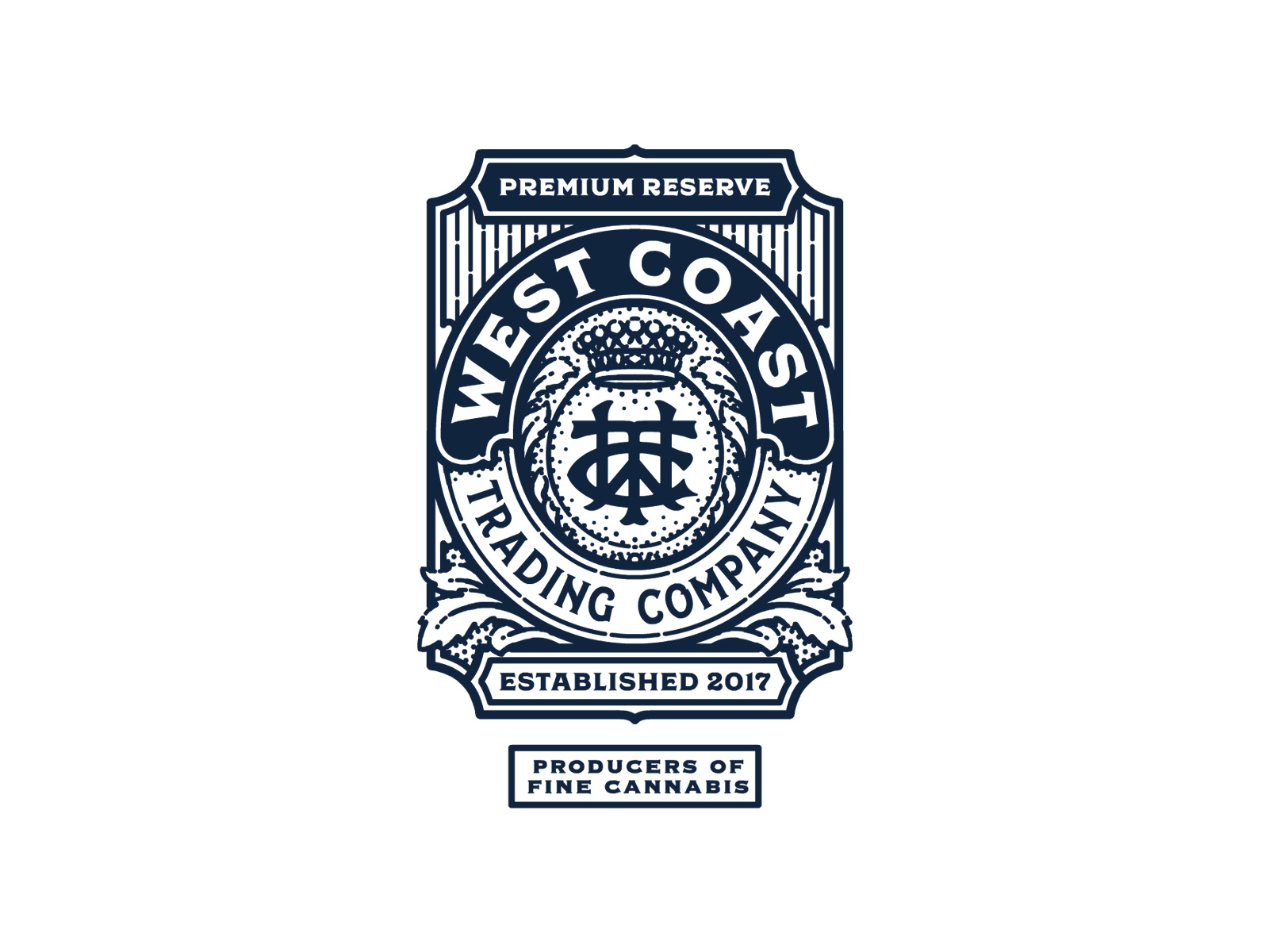 West Coast badge cannabis crown emblem etching monogram vintage