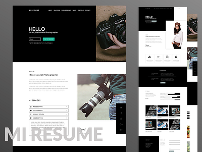 Mi Resume PSD Template clean creative cv developer one page personal photographer portfolio psd resume templates