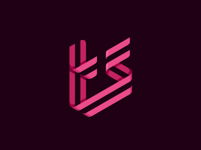 TS monogram branding flat lettering logo monogram ribbon s t