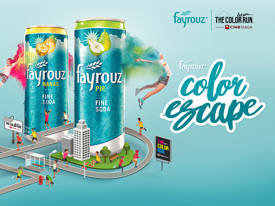 Fayrouz X The Color Run digital imaging isometric kv poster run vector