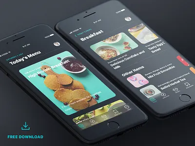 Food Dark_iOS 11 dark debut design food free free app freebie ios ios11 iphone mobile ui
