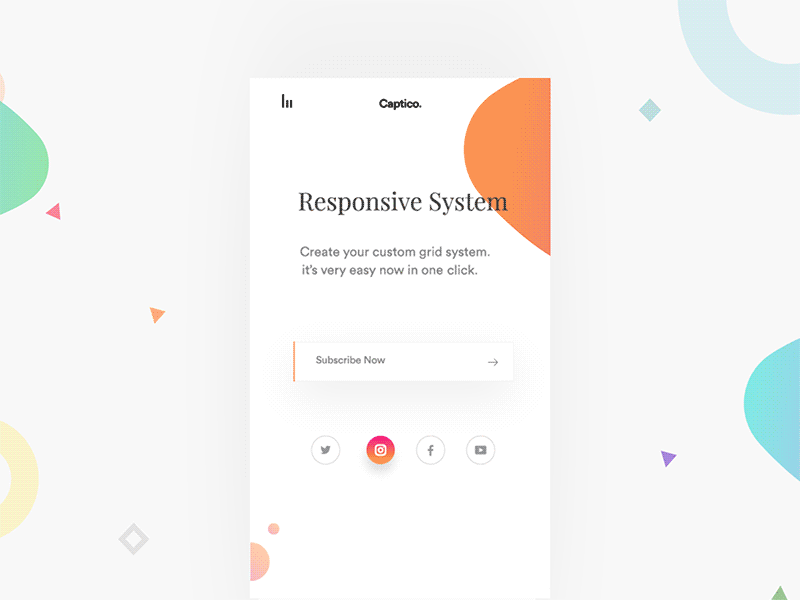 Captico - Animation animation gradients interaction landing page minimal mockup presentation sliders split design ui webdesign website