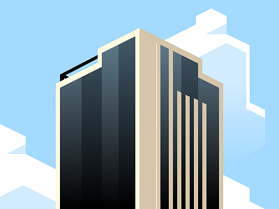 ICON South Tower architecture building cloud flat illustration shapes sky vector waterloo