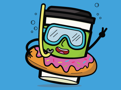 Coffee Pool Party coffee cute donut drink food kawaii nerd pool