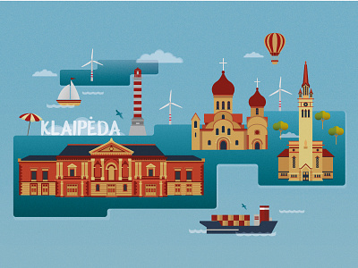 Klaipeda city architecture buildings city illustration klaipeda lithuania vector