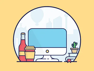 Workspace beer berlin city coffee design desktop hipster imac learning window workspace