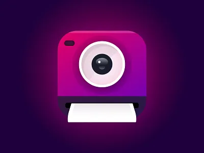 Camera icon app application camera gradient icon ios iphone logo polaroid purple
