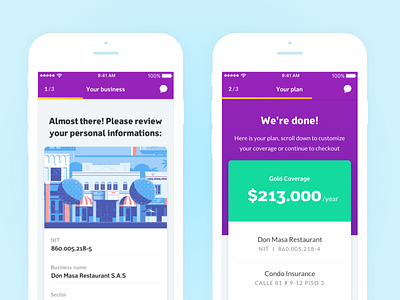 Insurance App app coverage flat insurance interaction ios mobile results ui ux