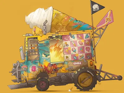 Ice Cream color illustration lowbrow pop