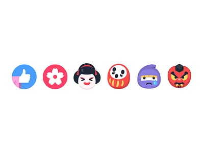 Facebook Reactions - Japan Ver - color facebook facebook reaction fb icon illustration japan reaction