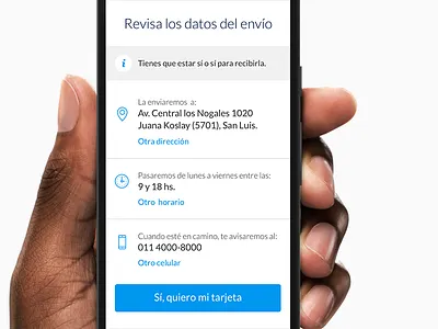 Review screen card delivery mercadopago payments review