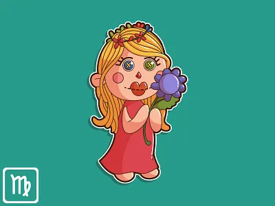 Flat Zodiac Virgo cartoon girl horoscope illustration mascot sticker zodiac