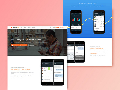 HappyFox Chat - Mobile Application landing page mobile app landing page product feature saas web design website