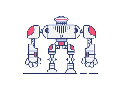 Last Robot front funny graphic design huge illustration retro robot simple