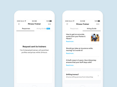 Hiring Guides on UrbanClap App clean design guides hiring guides ios ui ux