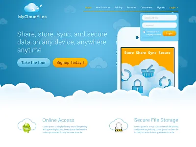 MCF - Landing Page (UI/UX) cloud files icons illustration ui ux web design