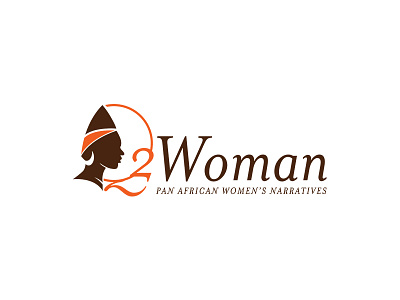 Q2 Woman african brown design flat logo orange woman