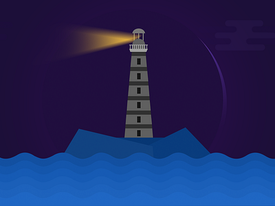 Lighthouse flat illustration lighthouse photoshop tower waves webkul