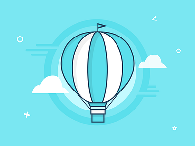 Hot Air Balloon Illustration air balloon balloon clouds flat geometric illustration