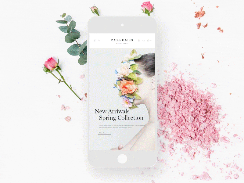 Perfumes. Mobile version blvk e commerce e store motion own perfumes white