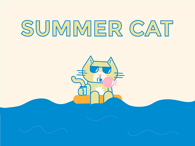 Summer Cat cat flat illustration summer