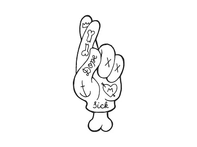 Crossed Fingers crossed fingers hand illustration sign sticker tattoo