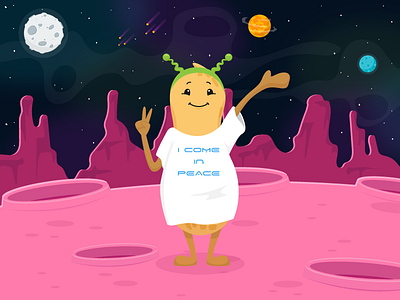 Space Pablo alien character colour design flat pablo peace planet space vector