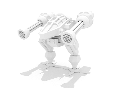 Mech blender c4d clay low mech poly robot shadow white