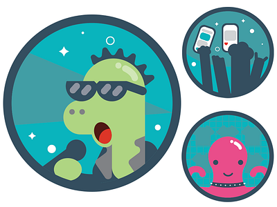 Sticker Illustrations dinosaur illustration octopus rockstar stickers