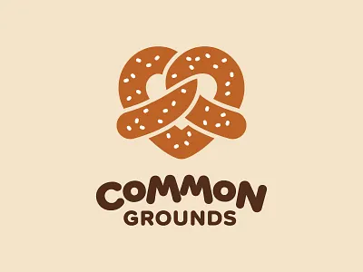 Common Grounds Logo heart logo pretzel san serif