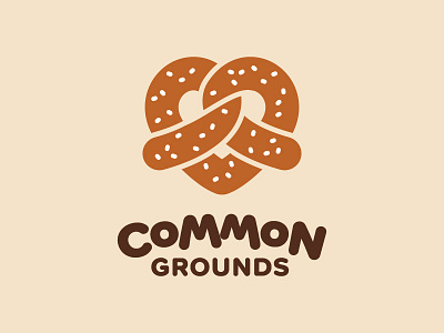 Common Grounds Logo heart logo pretzel san serif