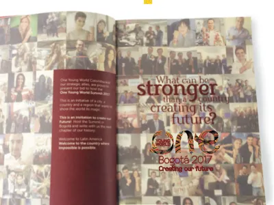 One Young World books branding color editorial design magazines photography typography