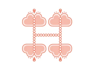 Lettering- "H" alphabet cap cute h heart ixdbelfast kawaii letter lettering pink type typography
