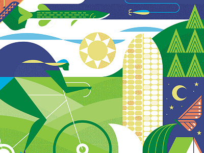 Seasons bike geometric illustration minnesota summer