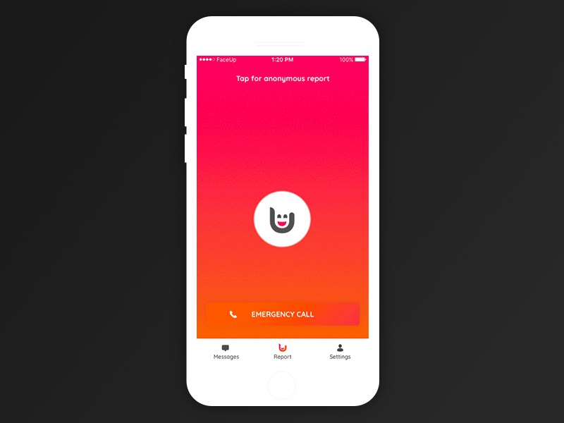 FaceUp reporting app button faceup orange school smile report