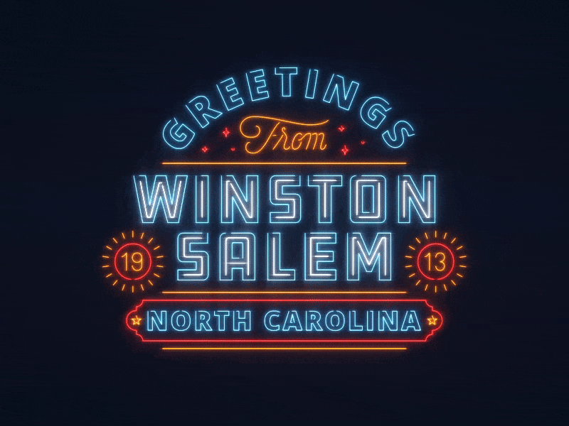 Greetings From Winston-Salem design neon north carolina sign type winston salem