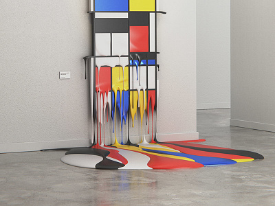 Hot Exhibition 3d art blender design melting mondrian painting