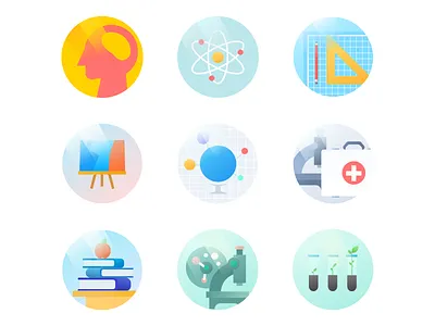 Icon pack agricultural arts education engineering humanities icon natural science social