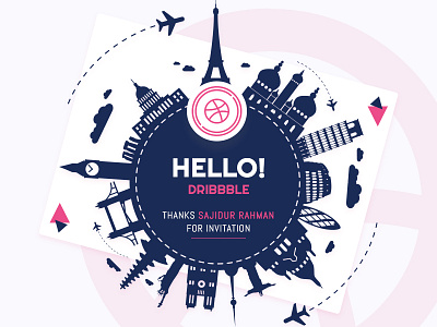 Hello Dribbble first shot hello dribbble illustration invites