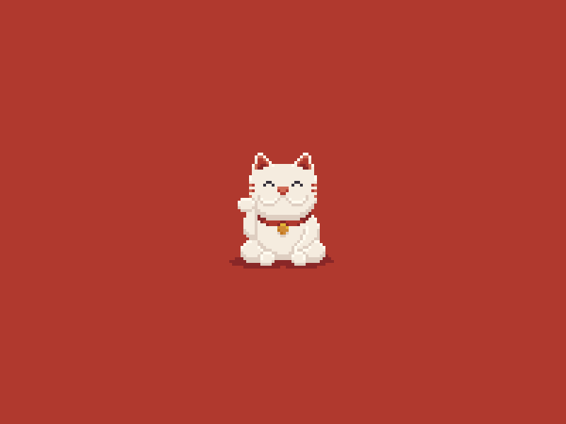 Maneki-neko animated cat gif japan japanese lucky maneki neko pixel art