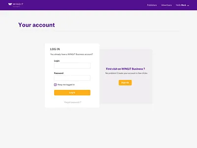 WINGiT Business • Login and SignUp Page business interface login minimalist password pro signup ui ux web welcome wingit