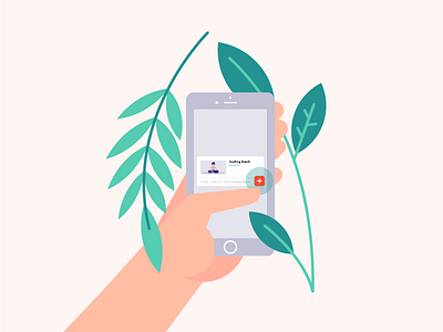 Empty Classes State Illo flat hand illo illustration iphone jungle leaves phone plants ui ux visual design